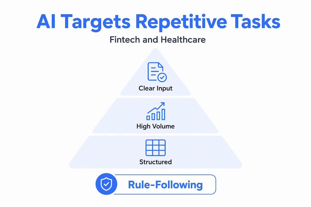 Infographic pyramid of repetitive task traits for AI