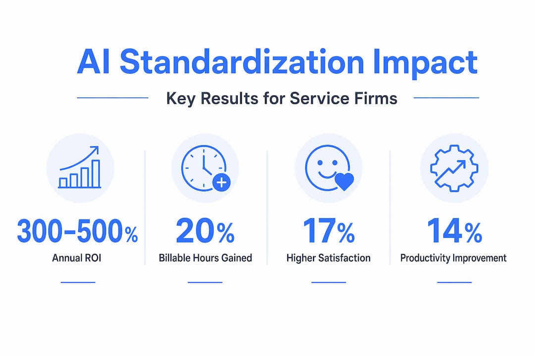 Infographic showing service firm AI standardization KPIs