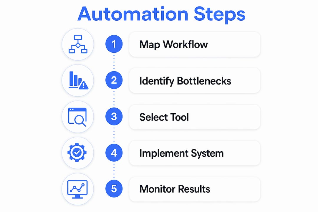 Infographic showing steps to automate service business growth