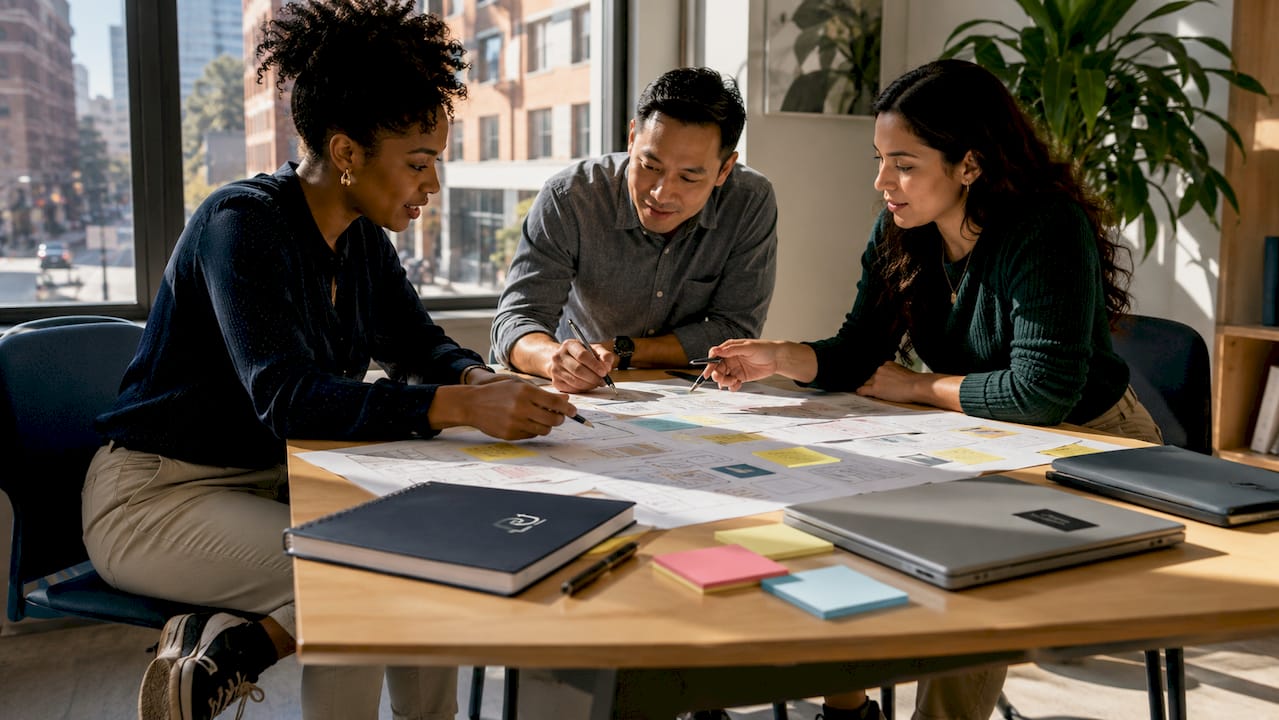 Team discussing consulting project roadmap