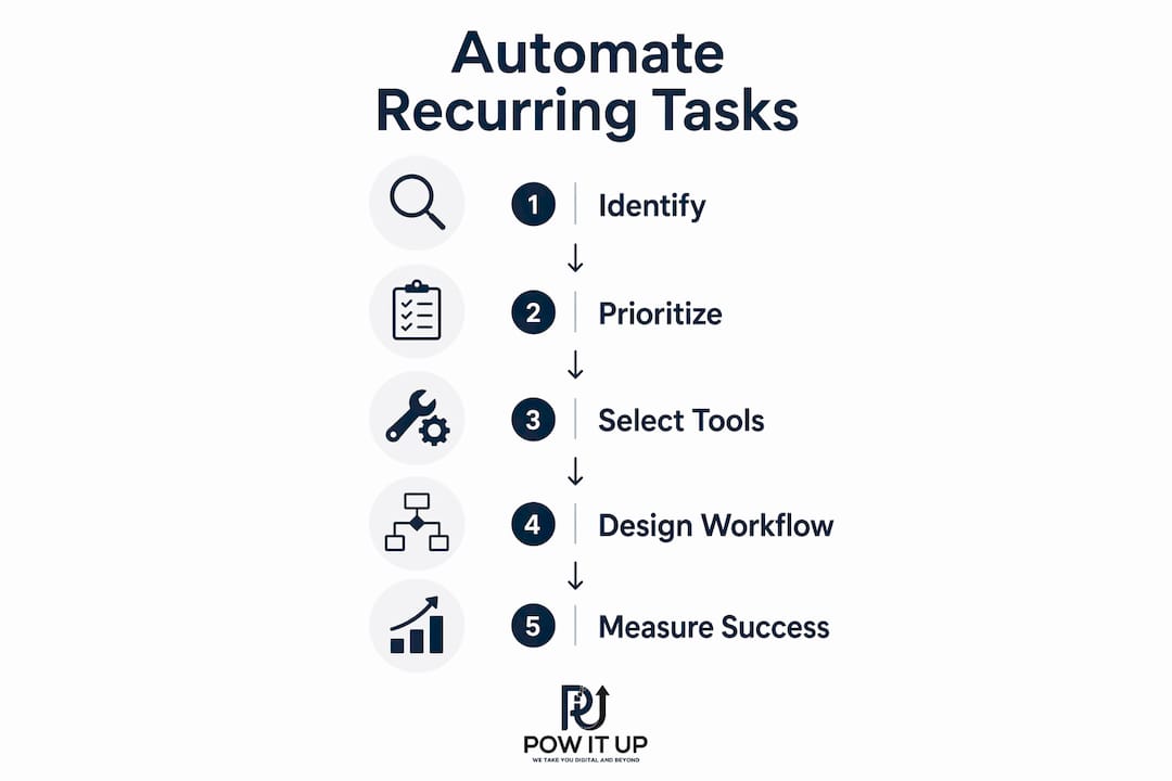 Infographic outlining steps to automate recurring tasks