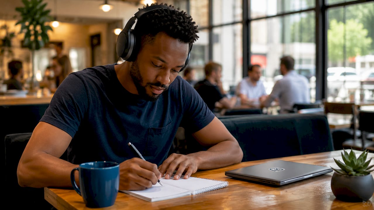 Man protecting focus time by scheduling tasks