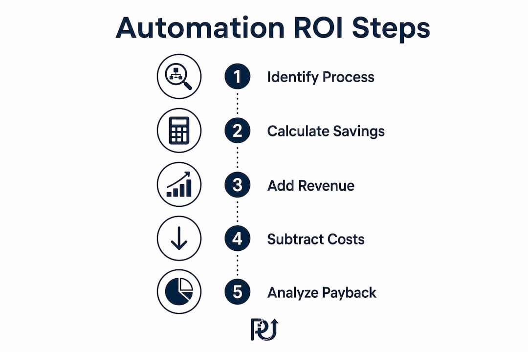 Infographic outlining steps to calculate automation ROI