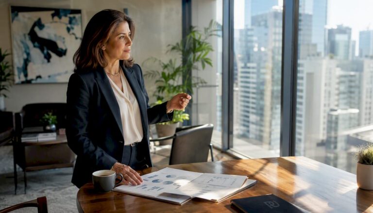 Business leader reviewing digital workforce reports