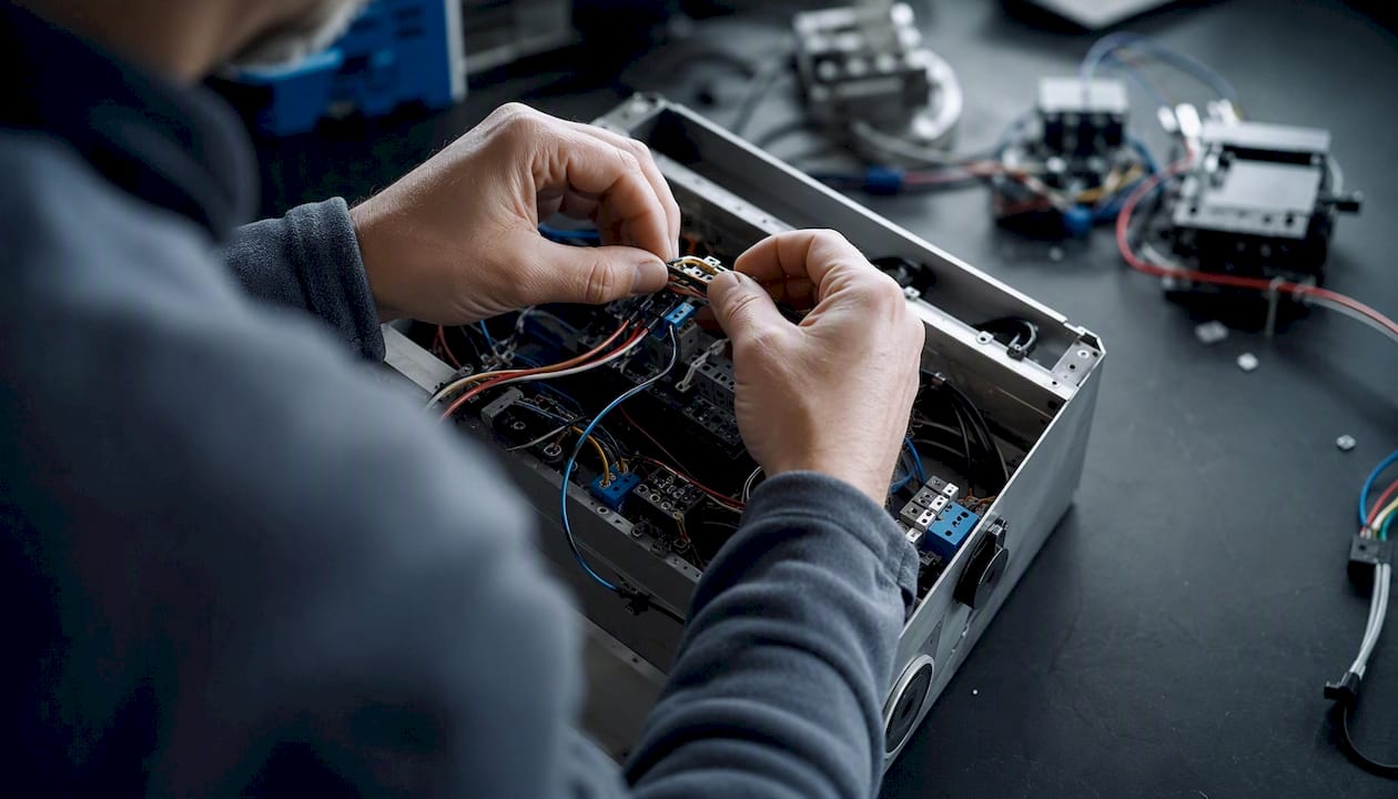 Hands wiring automation hardware components