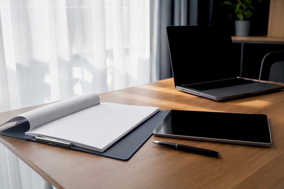 Audit checklist and documents on desk