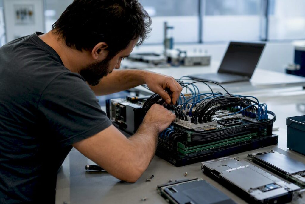 Hands wiring AI hardware modules