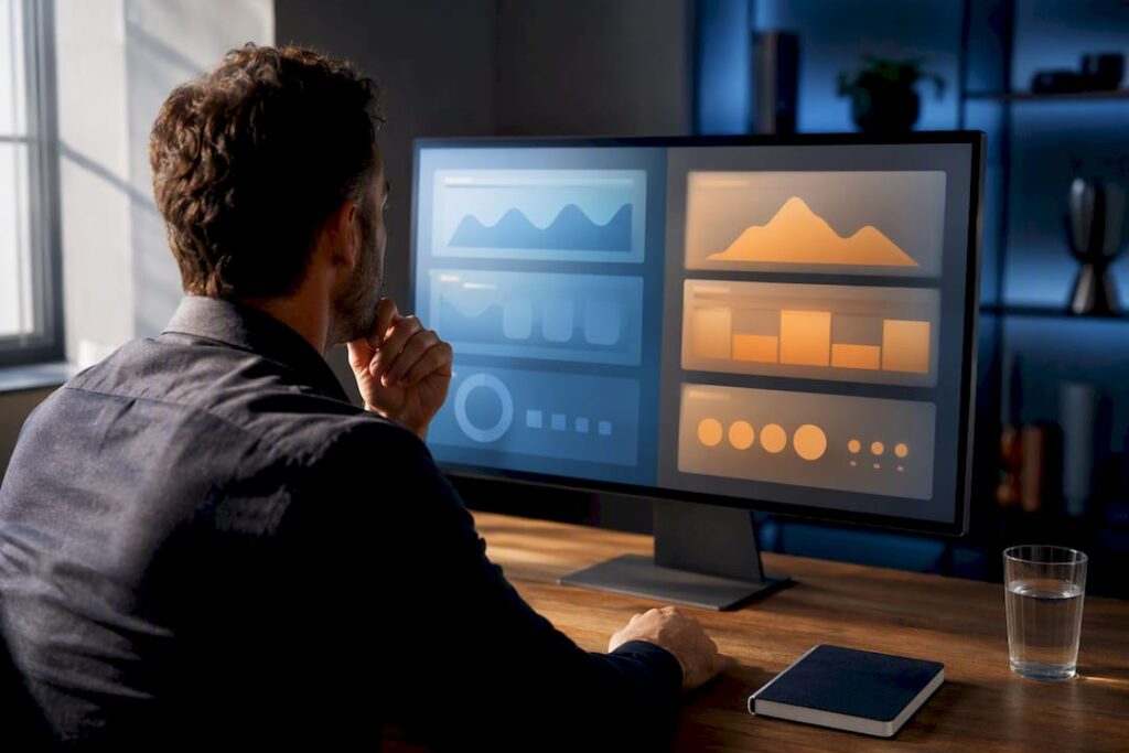 Agency specialist reviewing automation performance dashboards