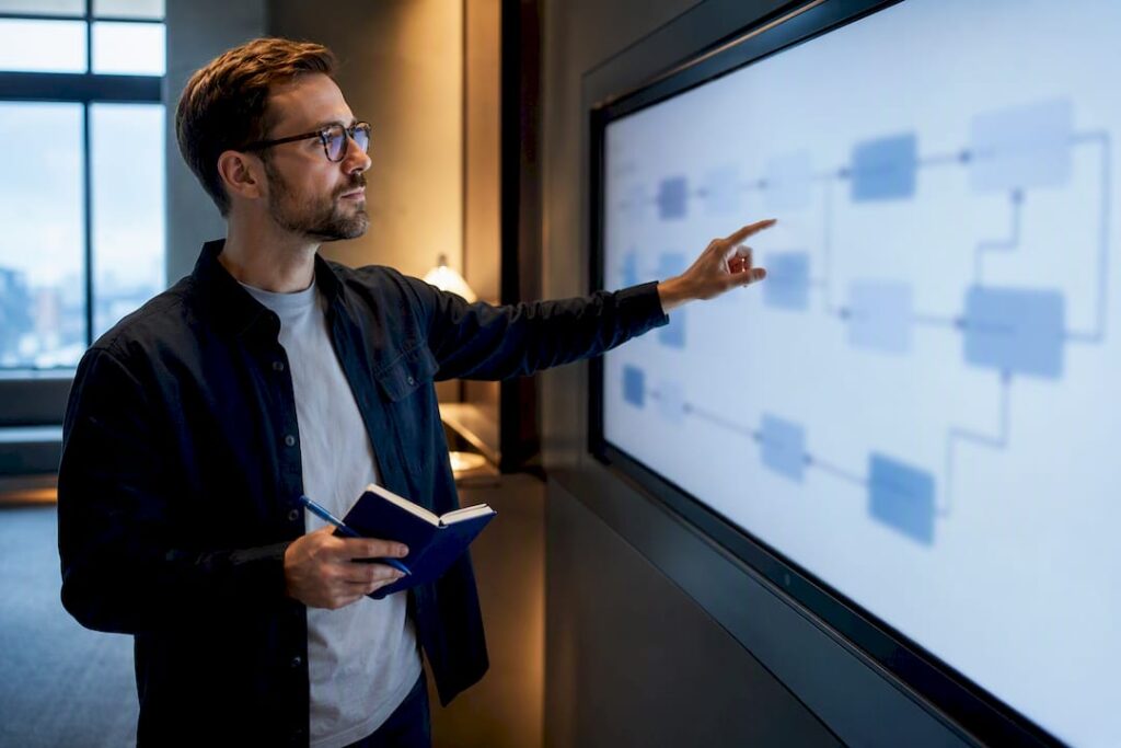 Analyst reviewing a business workflow