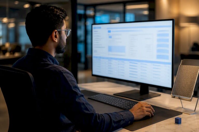 Specialist validating an invoice with AI
