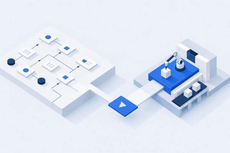 Isometric workflow planning and automation illustration