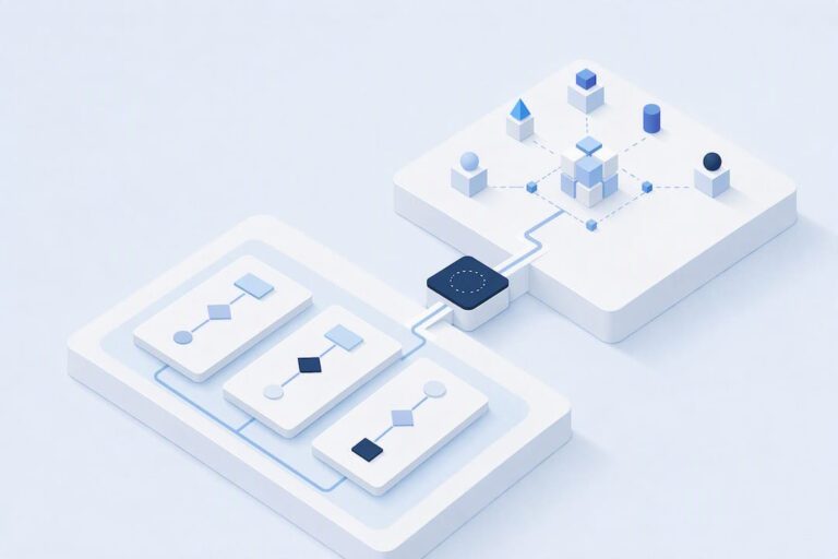 Isometric AI workflow governance title card