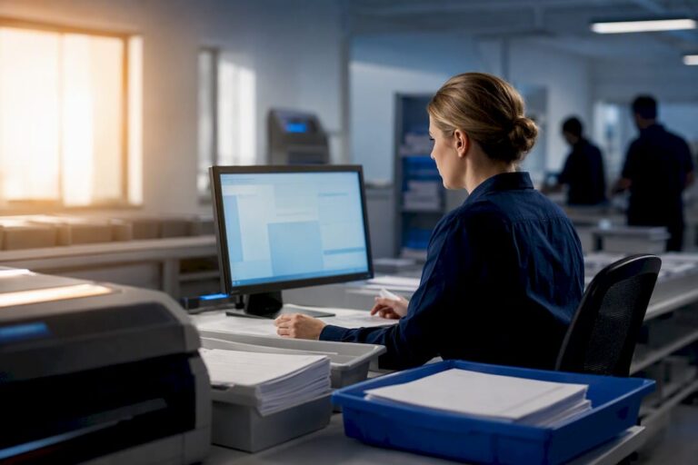 Specialist overseeing enterprise document validation workflow