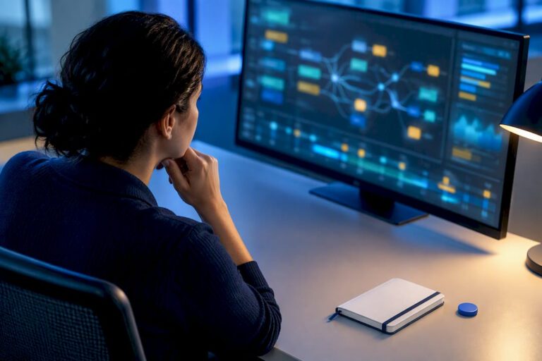 Engineer reviewing AI agent provenance traces
