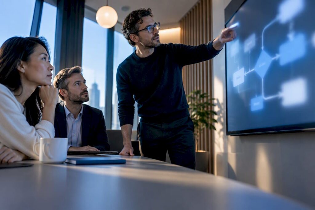 Leaders reviewing an automation architecture