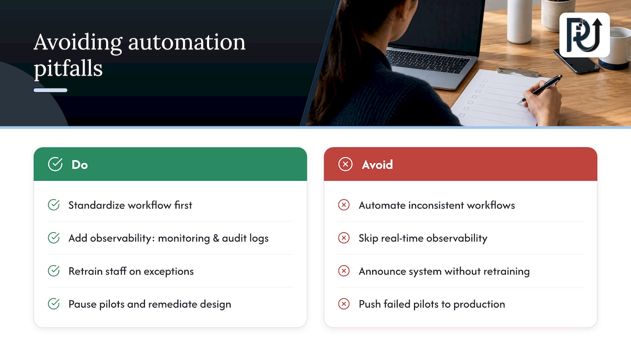Common pitfalls in scaling automation, and how to avoid them — overview diagram