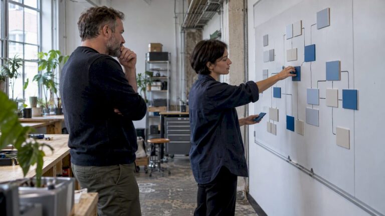 Leaders reviewing an intelligent system architecture