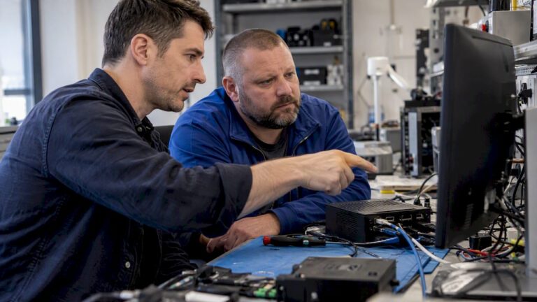 Engineers reviewing a production AI agent integration
