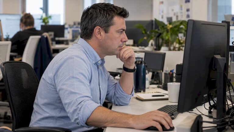Operations lead reviewing service workflow results