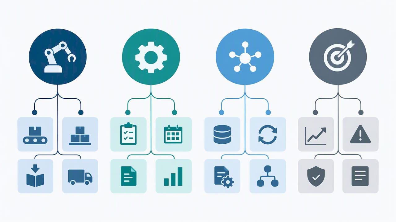 Automation categories mapped to operational tasks