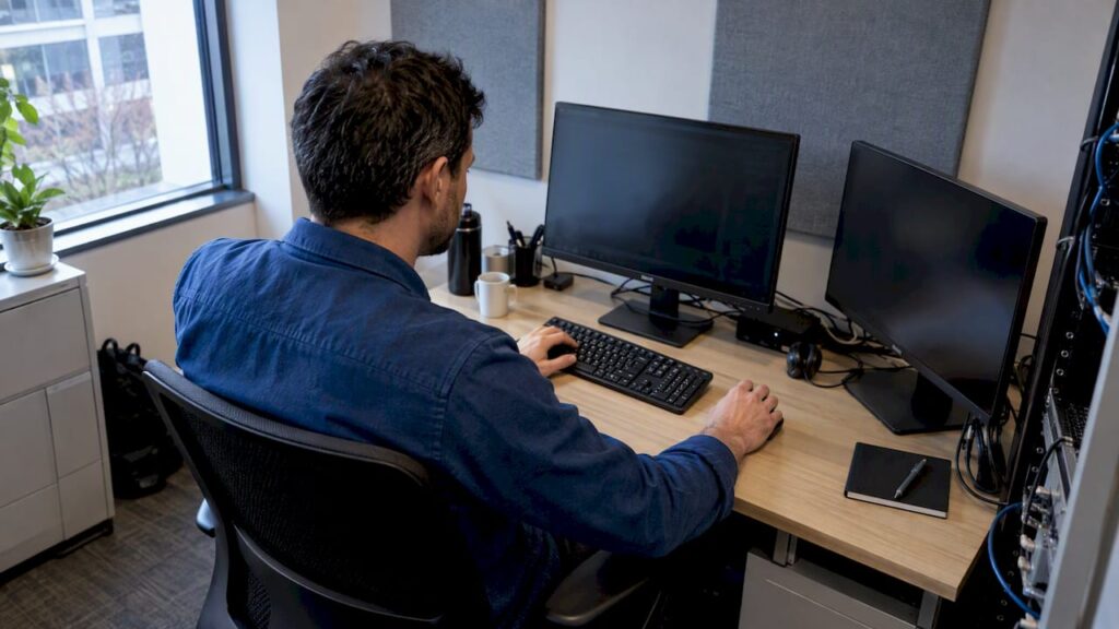 Engineer checks an AI workflow release