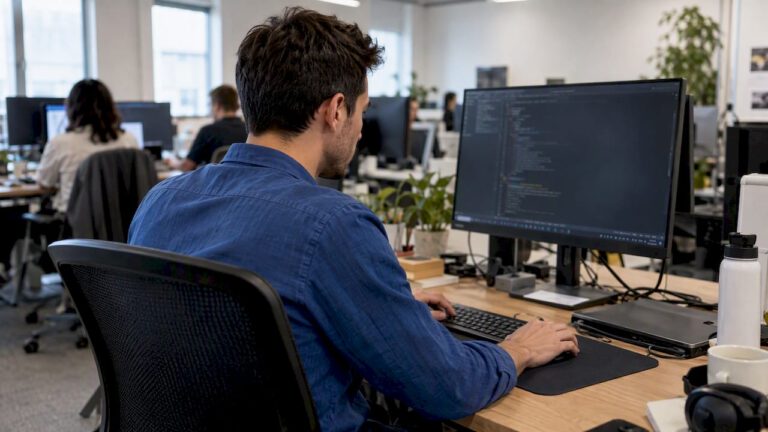 Developer working on an AI-assisted coding task