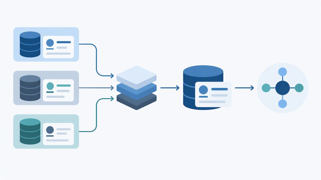Customer records aligned across three systems