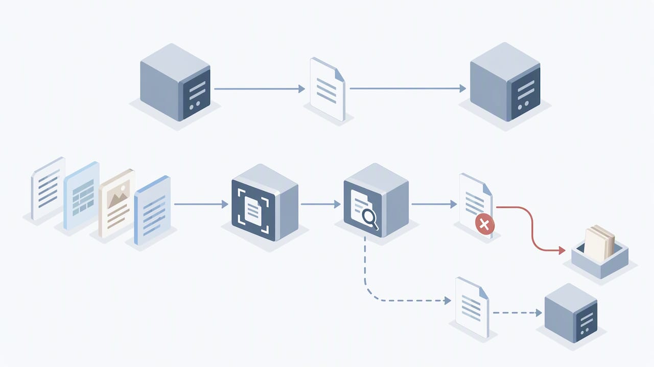 Rule-based transfer beside document exception routing